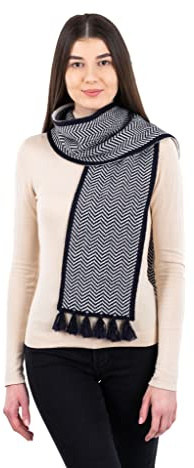 SAOL Herringbone Scarf for Women's Traditional Knit Made of Blend Wool Ireland, One Size