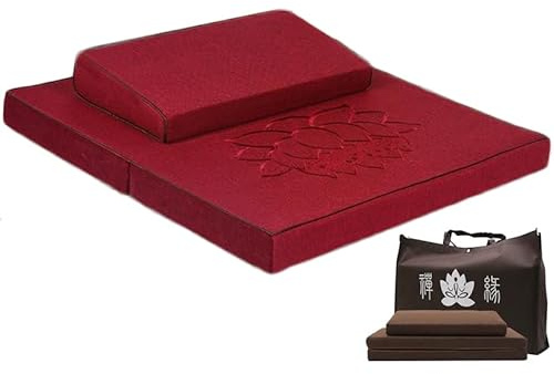 Zafu Zabuton Meditation Set consisting of Zafu Meditation Cushion and Zabuton Mat for Sitting Meditation and Yoga with Detachable Zipper Design (Monk red,80 * 80cm)