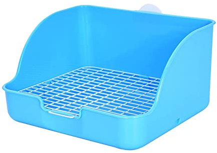 perfk Lettiera per Conigli Vasino ad Angolo Rettangolare Facile da installare Lettiera per Piccoli Animali Toilette per Animali Domestici per criceti, Blu