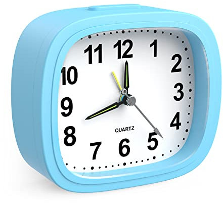 Ankilo Sveglie da Comodino, Sveglia Silenziosa con Snooze e Luce, sveglia da Viaggio a Batteria per Camera da Letto, Ufficio, Viaggi, Blu