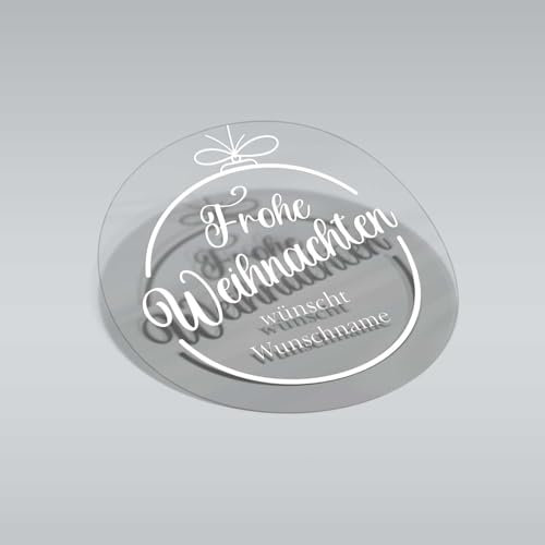 24 Stück Personalisierte transparente Aufkleber mit Wunschtext - 4,5 cm Runde Etiketten für Geschenke Weihnachtssticker Weihnachtsfeiertage (Frohe Weihnachten)