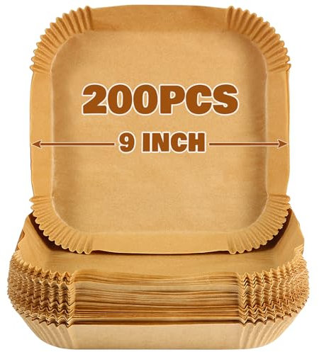 YQL 200PCS Large Air Fryer Liners Square, 7.9inch Parchment Paper for Airfryer 5L - 7.5L, Non Stick Disposable Air Fryer Accessories Compatible with Tefal Easy Fry/Philips/COSORI/Ninja ON400UK/AF180UK