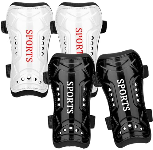 2 Pairs Soccer Shin Guards for Toddler Kids Youth, Soccer Shin Pads with Adjustable Double Strap for 3-14 Years Old Boys Girls Child Teens