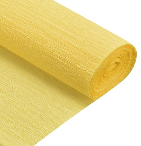 QUARKZMAN Krepppapier 50 x 210 cm Kräuselpapier Pastell Crepe Paper Seidenpapier Floristenkrepp Crepe-Papier zum Basteln Dekoration Geschenk Verpackung Blumen, Gelb