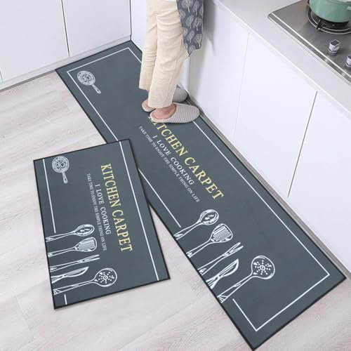 Freiesoldaten Juegos de Tapetes de Cocina 2 Piezas Antideslizante Alfombra de Cocina Lavable Alfombra de Cocina para Cocina Pasillo Dormitorio