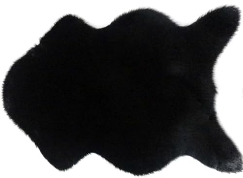 ACESOME Fluffy Faux Sheepskin Rug, Shaggy Rugs, Faux Fur Rugs Floor Carpet, Mat Room Sofa Hairy Shaggy Rug for Bedrooms Living Room Kids Rooms Decor (Black, 60 * 90cm)