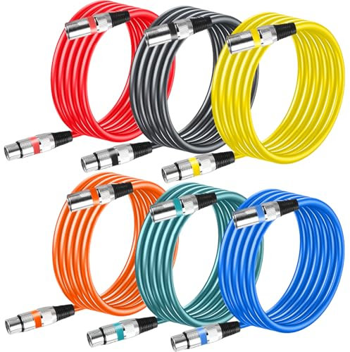 Leikurvo 6 Stück 2M XLR Kabel Premium Symmetrisches XLR Mikrofonkabel: DMX-Mikrofon-Signalkabel-Verbindungskabel 3-poligen Adapter XLR Stecker auf Buchse Kabel für Studioaufnahmen und Live-Produktion