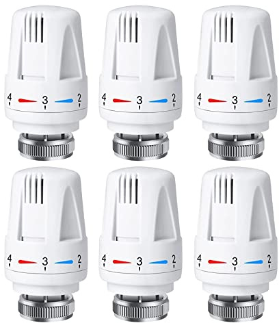 BLWOTMOR Thermostatic Valve Head, TRV Thermostat Head M30 X 1.5 Temperature Control Valves Replacement Head for Home And Office (Head Only), 6PCS