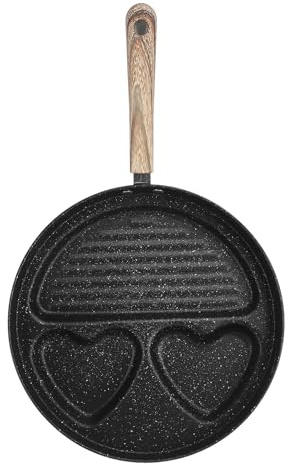 Fdit Sartén para Huevos, Sartén Antiadherente Dividida para Estufas, Versátil para Desayuno con Calentamiento Uniforme, de Hierro para Cocinar en Interiores (Tipo 1)