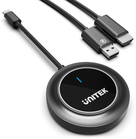 Unitek Émetteur et récepteur sans fil USB C vers HDMI 5G USB C HDMI pour streaming vidéo audio depuis ordinateur portable, PC vers HDTV, projecteur, extendeur sans fil FHD, récepteur satellite HD