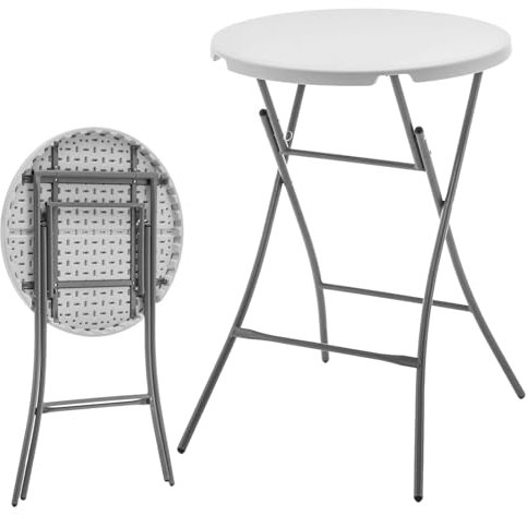Floordirekt - Tavolo da giardino pieghevole rotondo in plastica 110 x 80 cm - Tavolo buffet con maniglia - Tavolo pieghevole per giardino, terrazza e balcone - Tavolo da campeggio per 6 persone