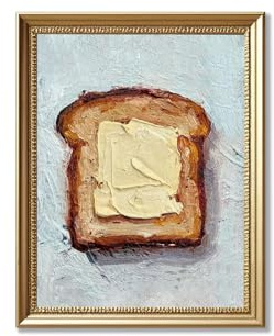 Food Kitchen Wall Art Vintage Oil Painting Artworks Buttered Bread Painting Still Life Wall Decor Farmhouse Food Poster Retro Prints for Restaurant Cafe Shop Dining Room Home Decor，12x16 Unframed