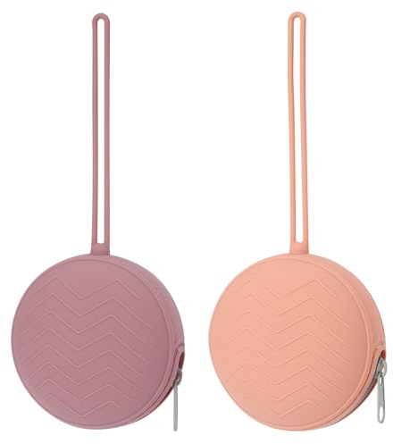 Nupoopy 2-Pack Silicone Pacifier Holder Case - BPA-Free Pacifier Holder Pouch for Baby Boys & Girls- Portable & Dishwasher Safe Soother Container for On-The-Go Use (Powder Rose/Muted)