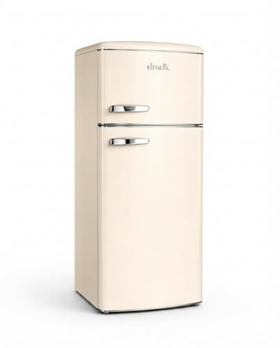 DMDK DKC2 Independiente Refrigerador/Congelador, 206 L Contenido neto, 4 estantes ajustables, bandeja grande para verduras, crema, clase energética E