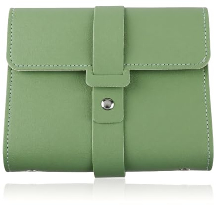 wellrun Earring Storage Book,Foldable Portable Jewellery Organiser for Travel,Large Capacity Earring Folder PU Leather, Earrings Holder Case for Stud Earrings,Gift for Women(Green)