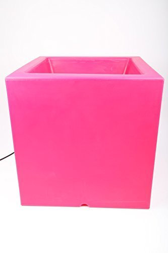 point-garden Beleuchteter Blumentopf aus Kunststoff, Pflanzkübel pink