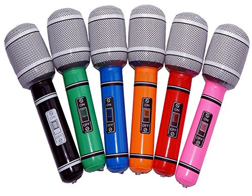 LUOEM 6pcs aufblasbare Mikrofone sprengen Mic aufblasbare Instrumente aus Kunststoff Mic Kinder Spielzeug zufällige Farbe