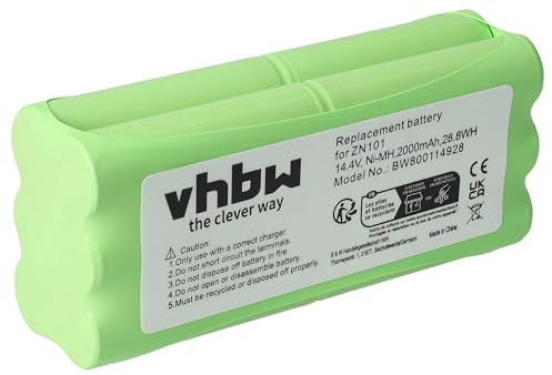 vhbw NiMH Batterie 2000mAh (14.4V) pour Robot aspirateur Home Cleaner Robots domestiques Ecovacs Dibea K6, L6, ZN101