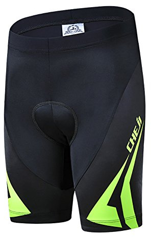 LSERVER Enfant Pantalons de Cyclisme Short Cuissard, Vert/Noir, L (Convient à 9-10 Ans)
