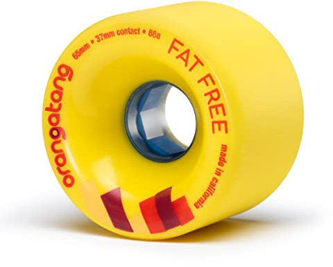Orangatang Fat Free 65 mm 86a Freeride Longboard Skateboard Wheels (Yellow, Set of 4)