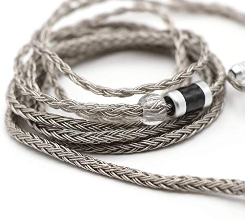 Linsoul Tripowin Zonie IEM Cable, 16 Core Silver Plated Earphone Upgraded Cords, 1.25m SPC in Ear Monitor Cable for 7hz Zero:2 Orchestra Lite Cadenza Hype4 Supermix4(2pin 0.78mm, 3.5mm)(Grey)