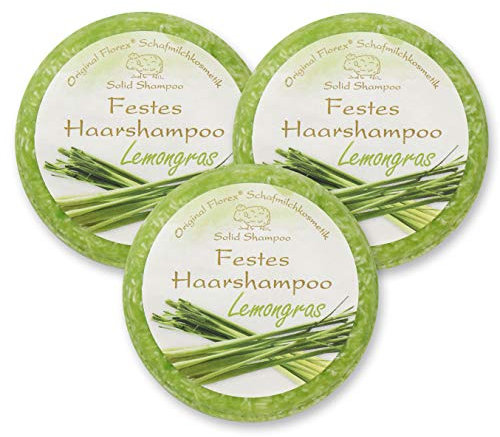 Festes Haarshampoo 3x58g, Lemongras mit Schafmilch verpackt in Folie
