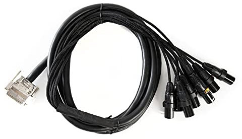 3 m Multicore Kabel DB25-XLRm, 8x XLR Male, Gewebeummantelt, kompatibel, Hochwertiges Studio-Kabel für Mischpulte & A/D-Wandler, Analog/Digital
