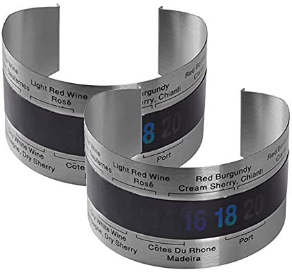 2 Pcs Stainless Steel Wine Thermometers Bracelet Thermometers with LCD Display Wine Red Wines Bracelet Temperature Sensors for Winemaking