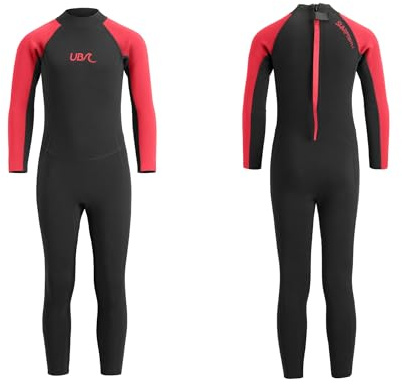 Urban Beach 2 mm Neoprenanzug für Kinder, volle Länge, Sommer-Neoprenanzug für Jungen und Mädchen, Rot