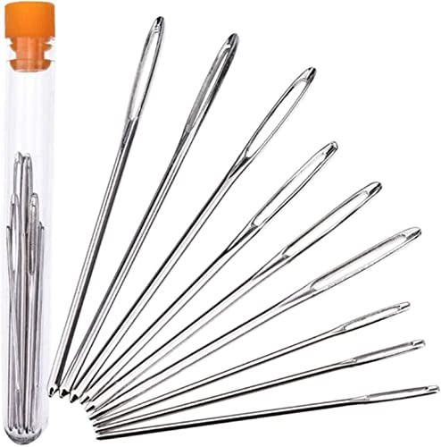 9Pcs Large-Eye Needles Steel Yarn Knitting Needles Sewing Needles Darning Needle Professional