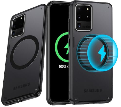 MeiyueEr Magnetic Case for Samsung Galaxy S20 Ultra 5G, Compatible with MagSafe, Yellowing Resistant, Matte & Translucent, Shockproof Military Protective Case for Galaxy S20 Ultra 5G, Matte Black