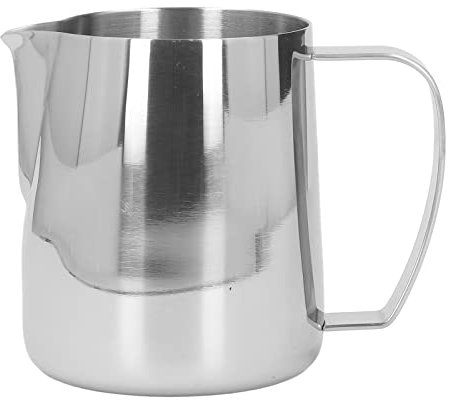 Brocca per Schiuma di Latte Brocche per Cottura a Vapore in Acciaio Inossidabile, Tazza da Caffè in Acciaio Inossidabile con Doppio Isolamento, Brocca per Schiuma di Latte per Macchine,(Argento)