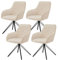 Juskys Drehstuhl Clyde mit Armlehne 4er Set - Esszimmerstuhl modern mit Stoff Bezug - Polsterstuhl Esszimmer - 120 kg belastbar - Stuhl Samt Beige