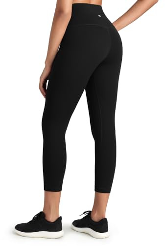 HeyNuts Workout Pro High Waisted Yoga Capris Leggings for Women, Tummy Control Compression Running 3/4 Cropped Pant 21'' Black M(8/10)