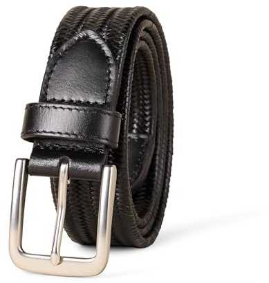Amazon Essentials Men's Tubular Stretch Weave Belt, Black, 30