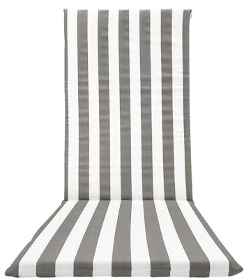 Il Tuo Artigiano Design Cojín para tumbona de mar acolchado, 120 x 50 cm, fabricado en Italia, colchoneta para tumbona con respaldo alto (blanco y gris)