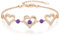 CDE Armband Damen 925 Sterling Silber Herz Rosegold Geschenk für Sie Geburtsstein Armbänder Frauen Schmuck Weihnachten Valentinstag Geburtstags Muttertags (Rosegold - Februar, Kupfer)