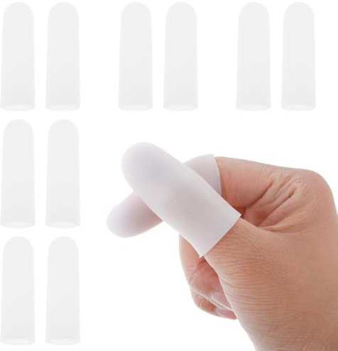 Gjinxi 10 Pcs Gel Finger Sleeve Protectors, Silicone Clear Finger Support, Finger Caps Finger Sleeves Thumb Protector for Finger Cracking Trigger Finger Arthritis Hands Cracking Blisters