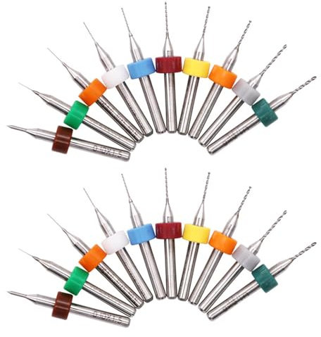 Set di 20 micro punte per trapano a spirale, in acciaio al tungsteno, 0,1 – 1 mm, set di punte per incisione PCB, piccole punte in vetro multicolore, per pietre ruvide, gioielli, punzonatura,