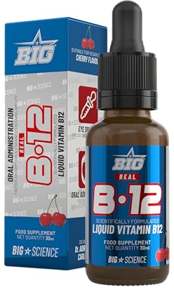 BIG - Vitamina B12 Líquida Sublingual - 5000 mcg - B12 Vitamina con Metilcobalamina Pura y de Rápida Absorción - Vitaminas para el Cansancio, Fatiga y Sistema Inmune - 60 Dosis (30 ml)