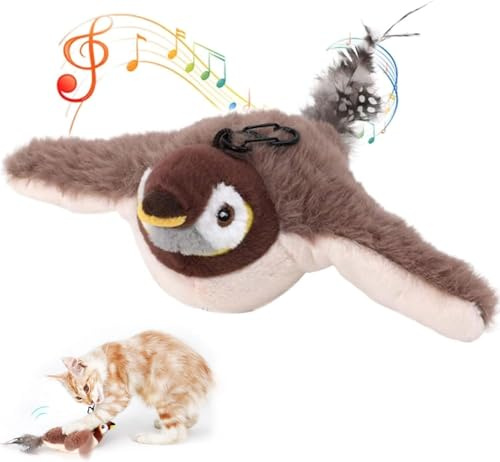 Byffoer Kattleksak, fågel, leksak, katt, interaktiv kattleksak, självupptagning, elektrisk fågelleksak för katter, flappande fågel kattleksak