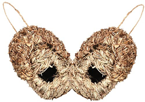 SEWOART Buntes Vogelhäuschen Aus Stroh Hängendes Vogelnest Für Garten Natürliche Vogelhaus Langlebige Vogelfutter-Station Einfach An AST Oder Zaun Aufhängen