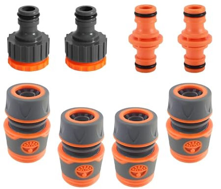 Lyivisk Lot de 8 raccords de tuyau d'arrosage - Double connecteur rapide et raccords pour extension de tuyau - Idéal pour l'arrosage du jardin (1/2)