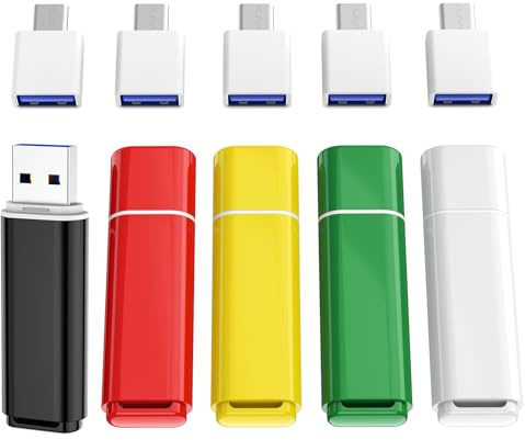 ABLAZE 5 Piezas Memorias USB 16 GB con adaptadores Tipo C Pen Drive 16GB para PC, Smartphones y Ordenadores