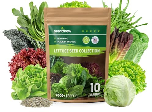 PLANTMEW Heirloom Lettuce Seeds - 10 Varieties Lettuce Seeds for Planting - Includes Spinach, Kale, Arugula, Romaine, Iceberg, Buttercrunch & More, Home Garden & Hydroponic Seeds