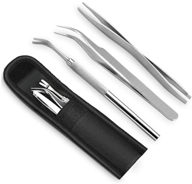 HUVZOR 3 extractores de garrapatas,pinzas de acero inoxidable para garrapatas + gancho para garrapatas con bolsa de almacenamiento, tijeras de precisi贸n para garrapatas, para humanos y animales