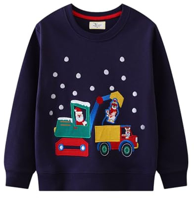 Sudadera Niño Algodon Dinosaurio Pullover Camiseta Deporte Sin-Capucha Sweatshirt con Manga Larga Basica Cuello-Redondo Casual Top Jersey para Unisex Infantil Ninos 2-7 Años