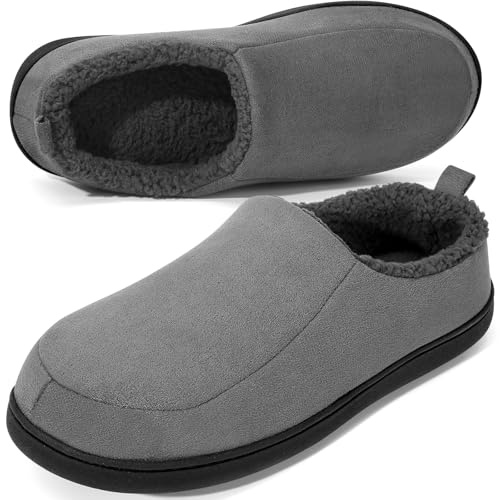 Anmerl Tofflor för Herr och Dam med Memory Foam, Vinter Varmt Slip-On Moccasin, Hus-Skor med Mjuk Fleecefoder och Halkfri Gummisula, Lämpliga för Inomhus- och Utomhusbruk