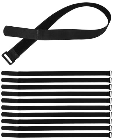 Gadpiparty Lot de 12 Sangles Réglables pour Parasol de Jardin Sangles Anti-Vent Réutilisables en Nylon Noir 25 MM X 600 MM Stabilisateur pour Parasol de Terrasse et Auvent Extérieur