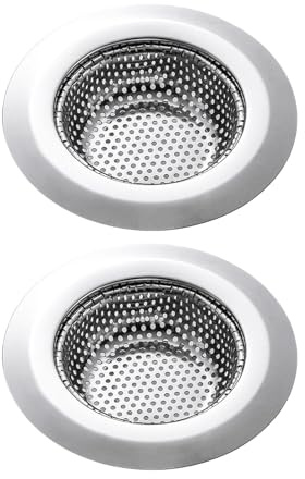 2 Pcs Kitchen Bathroom Sink Strainer, Stainless Steel Drain Cover, Drain Catcher, Large Wide Rim Outer Diameter Prevent Clogging - To Catch Hair, Food Scraps, And Debris(4.5 Inch/11.3cm)